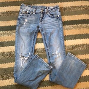 Miss Me Jeans Size 27 with approximate inseam 32”.